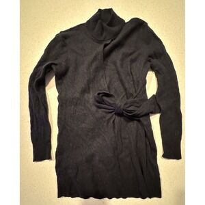 Ted Baker Wool Cashmere Sweater Dress Black Size 2 Belted Turtleneck